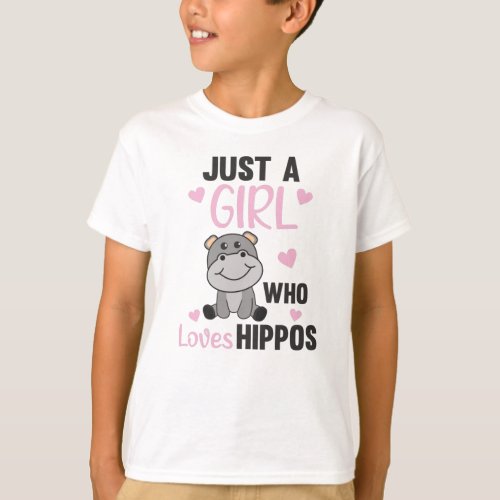 Just A Girl Who Loves Hippos Cute Hippo T_Shirt