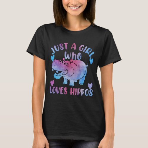 Just a Girl Who Loves Hippos Hippopotamus Lover T_Shirt