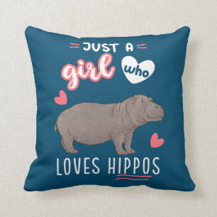 Just A Girl Who Loves Hippos Throw Pillow