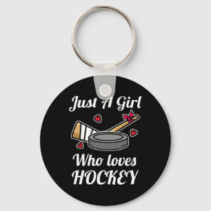 Just A Girl Who Loves Hockey Funny Ice Hockey Girl Keychain