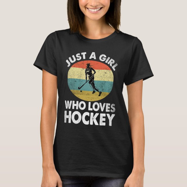 Just A Girl Who Loves Hockey  Ice Hockey Frisbee T-Shirt (Front)