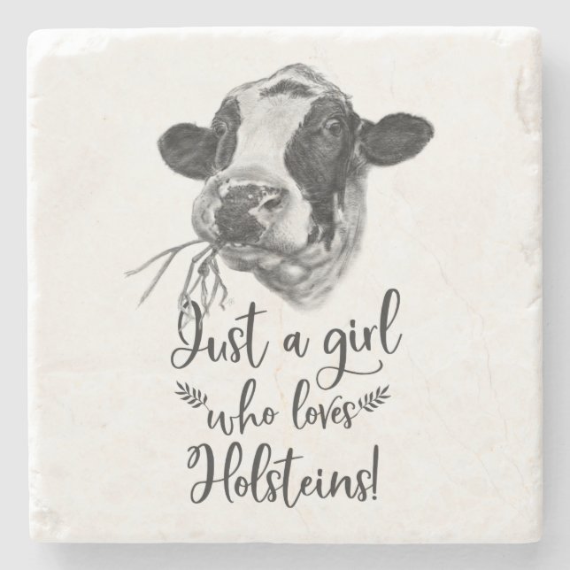 Just A Girl Who Loves Holstein Cows Stone Coaster (Front)