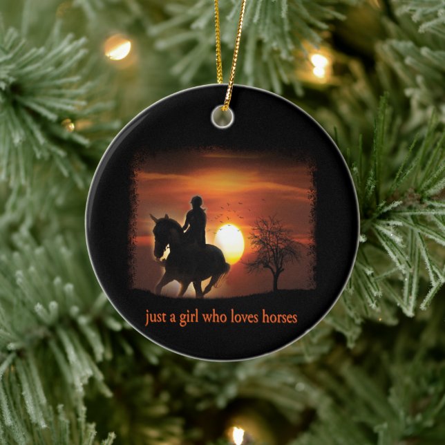 just a girl who loves horses ceramic ornament (Tree)