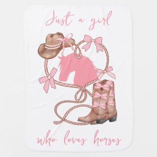 Just a Girl Who Loves Horses,Coquette,Pink,Rodeo Baby Blanket