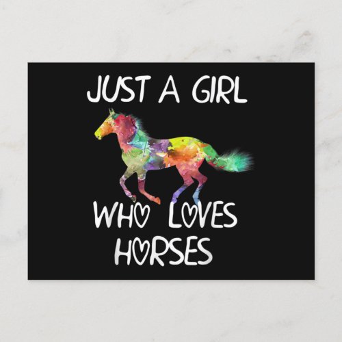 Just A Girl Who Loves Horses Cute Design Beautiful Announcement Postcard