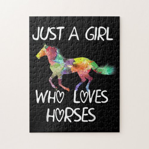 Just A Girl Who Loves Horses Cute Design Beautiful Jigsaw Puzzle