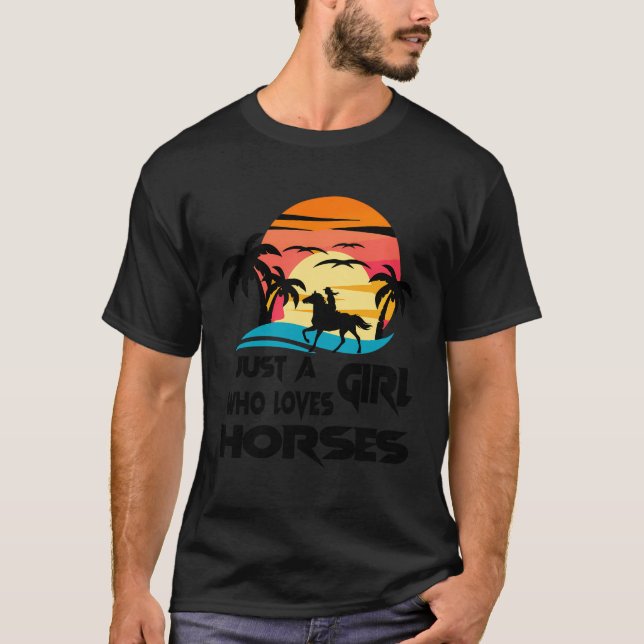 Just A Girl Who Loves Horses Cute Design Beautiful T-Shirt (Front)
