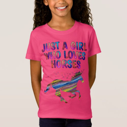 Just a girl who loves horses cute horses design T_Shirt