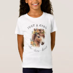 Just A Girl Who Loves Horses Cute Pony Equestrian T-Shirt<br><div class="desc">Introducing our "Just A Girl Who Loves Horses" Cute Pony Equestrian T-Shirt, the perfect way to express your passion for horses in a stylish and adorable manner. Crafted with care, this t-shirt is made from high-quality materials to ensure comfort and durability. The charming design features a cute pony illustration, capturing...</div>