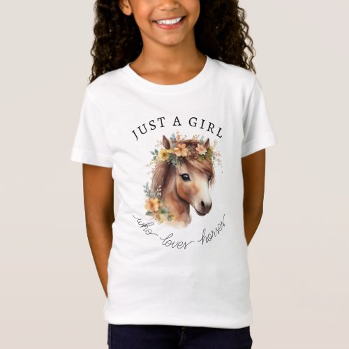 Just A Girl Who Loves Horses Cute Pony Equestrian T_Shirt