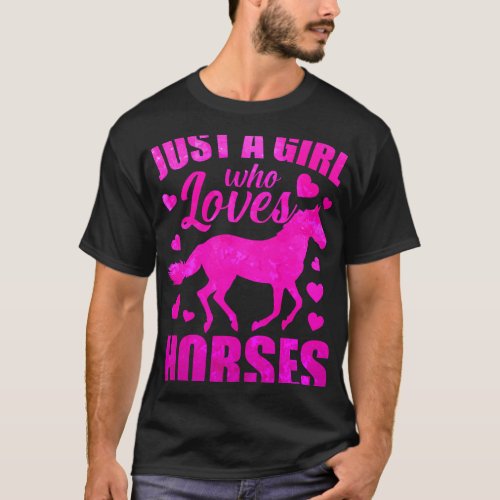 Just A Girl Who Loves Horses Equestrian Horseback  T_Shirt