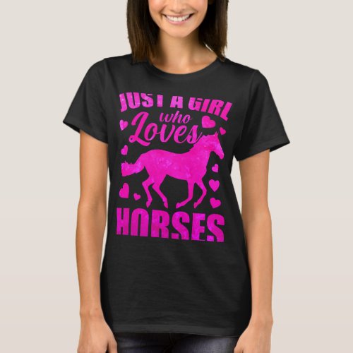 just a girl who loves horses floral equestrian hor T_Shirt