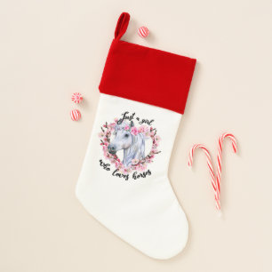 Just a Girl Who Loves Horses Floral Horse Christmas Stocking