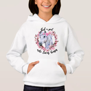 Just a Girl Who Loves Horses Floral Horse Hoodie