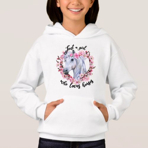 Just a Girl Who Loves Horses Floral Horse Hoodie