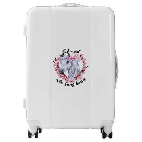 Just a Girl Who Loves Horses Floral Horse Luggage