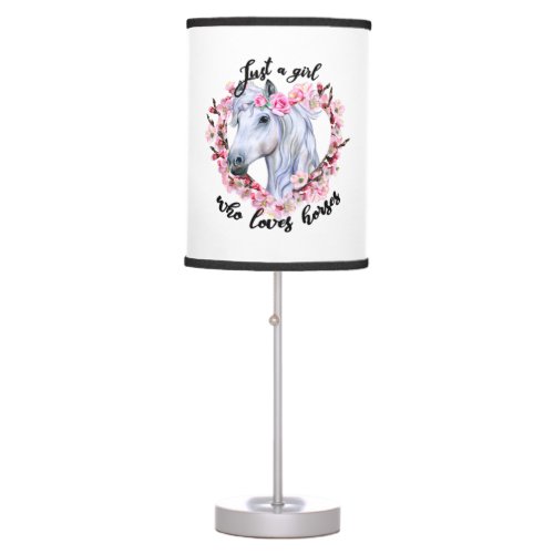 Just a Girl Who Loves Horses Floral Horse Table Lamp