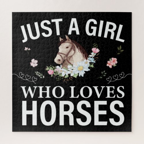 Just A Girl Who Loves Horses Floral    Jigsaw Puzzle