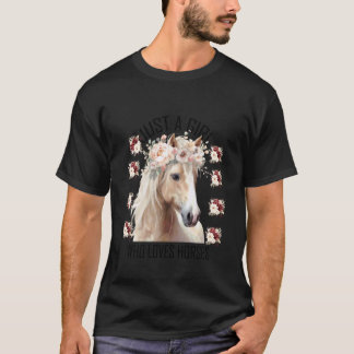 Just a Girl who Loves Horses Floral T-Shirt
