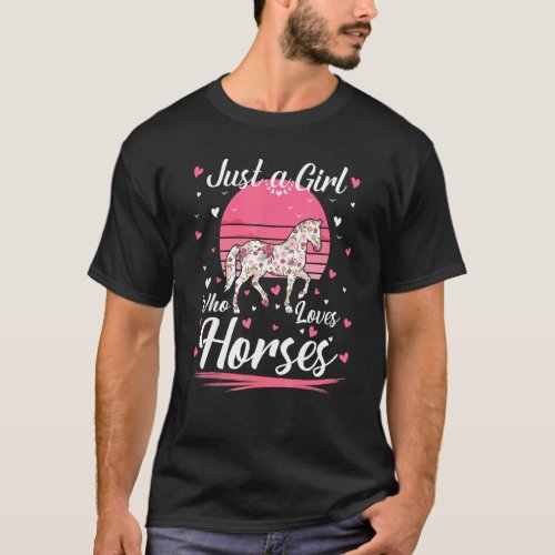 Just A Girl Who Loves Horses For Women Girl Kids T_Shirt
