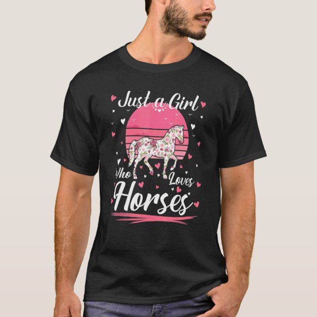 Just A Girl Who Loves Horses For Women Girl Kids T-Shirt (Front)