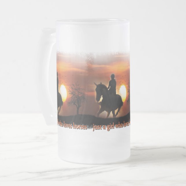 just a girl who loves horses frosted glass beer mug (Front Left)