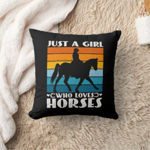 Just a Girl Who Loves Horses Funny Horse Owner Throw Pillow