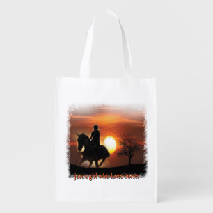 just a girl who loves horses grocery bag