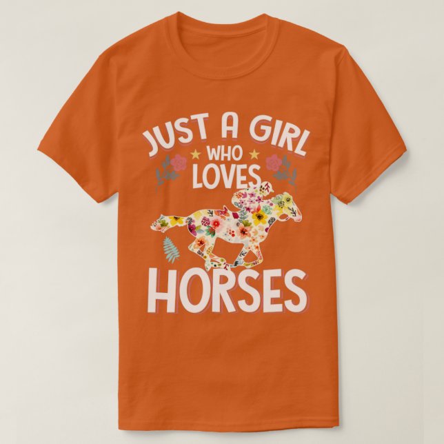 Just a Girl Who Loves Horses Horse Riding T-Shirt (Design Front)