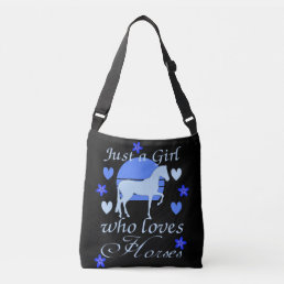Just A Girl Who Loves Horses in Blue    Crossbody Bag