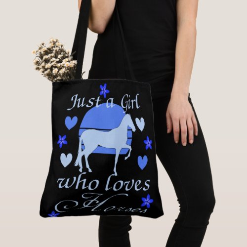 Just A Girl Who Loves Horses in Blue  Tote Bag