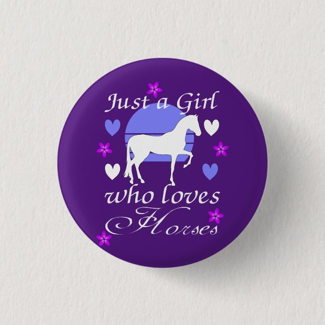 Just A Girl Who Loves Horses in Purple    Button (Front)