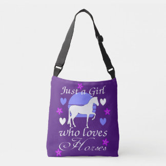Just A Girl Who Loves Horses in Purple Crossbody Bag
