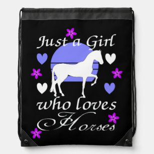 Just A Girl Who Loves Horses in Purple   Drawstring Bag