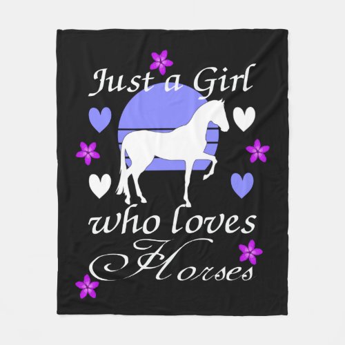 Just A Girl Who Loves Horses in Purple  Fleece Blanket