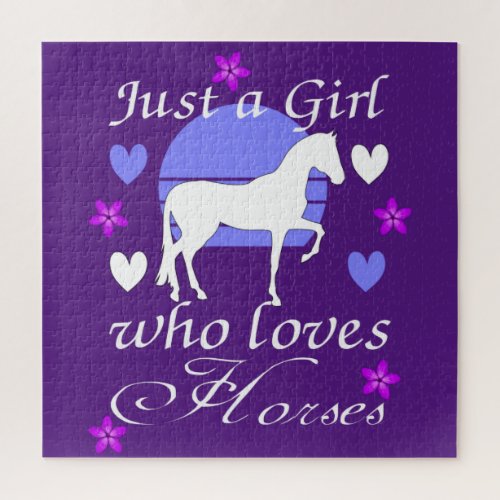 Just A Girl Who Loves Horses in Purple   Jigsaw Puzzle