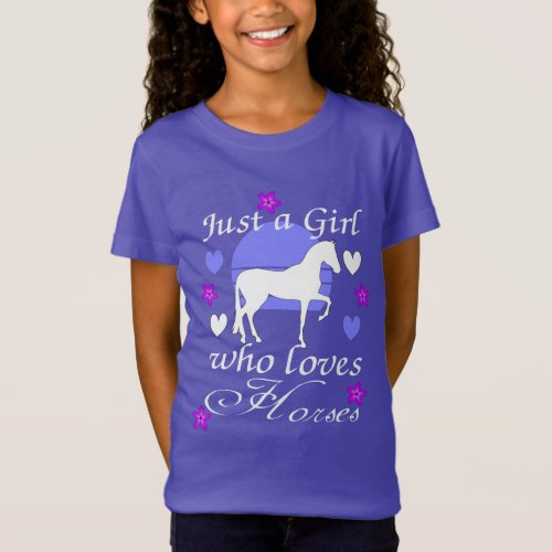 Just A Girl Who Loves Horses in Purple T_Shirt