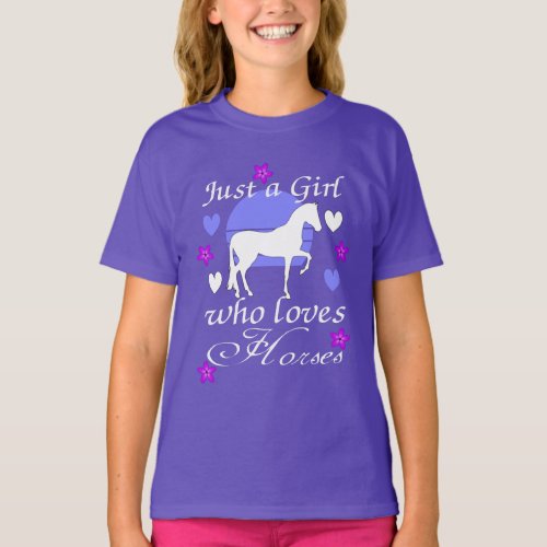 Just A Girl Who Loves Horses in Purple   T_Shirt