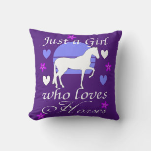 Just A Girl Who Loves Horses in Purple   Throw Pillow