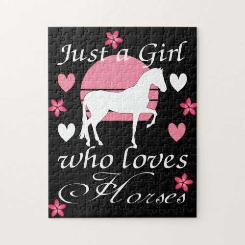 Just A Girl Who Loves Horses in Rose Pink   Jigsaw Puzzle