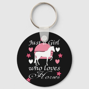 Just A Girl Who Loves Horses in Rose Pink     Keychain
