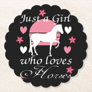 Just A Girl Who Loves Horses in Rose Pink       Paper Coaster