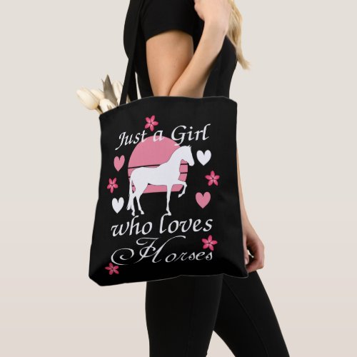 Just A Girl Who Loves Horses in Rose Pink  Tote Bag