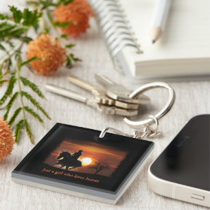just a girl who loves horses keychain