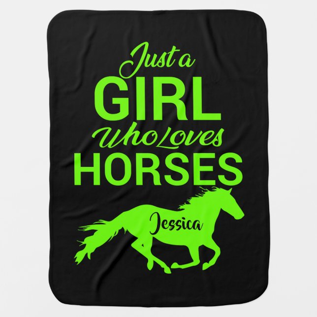 Just A Girl Who Loves Horses Personalized  Baby Blanket (Front)