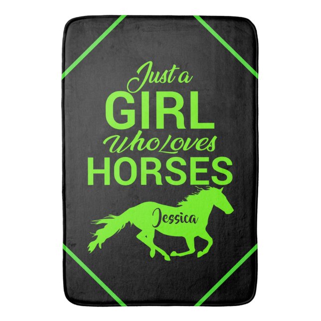 Just A Girl Who Loves Horses Personalized  Bath Mat (Front Vertical)