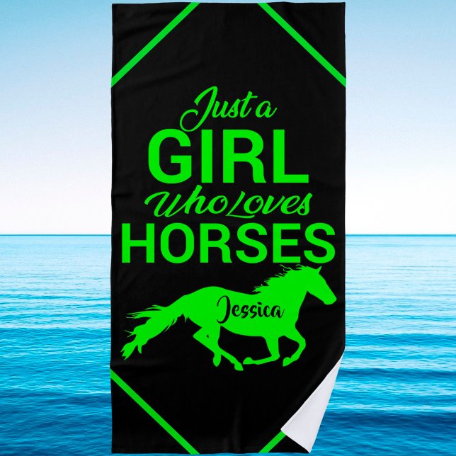 Just A Girl Who Loves Horses Personalized    Beach Towel (Creator Uploaded)