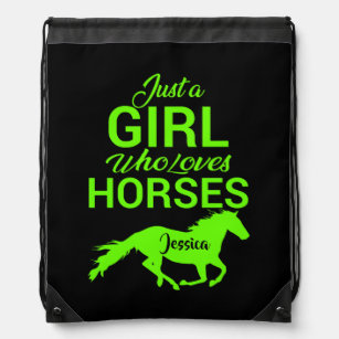 Just A Girl Who Loves Horses Personalized   Drawstring Bag