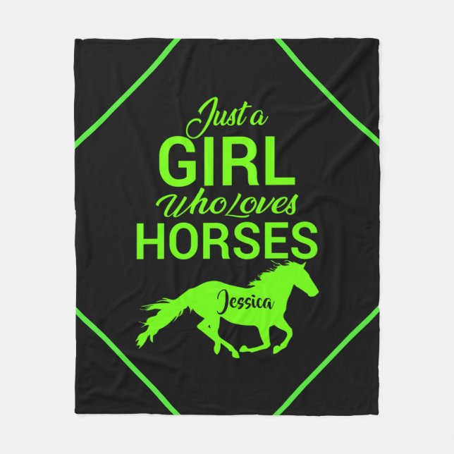 Just A Girl Who Loves Horses Personalized   Fleece Blanket (Front)