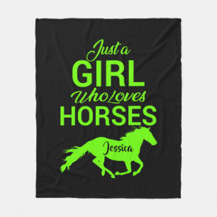 Just A Girl Who Loves Horses Personalized Fleece Blanket